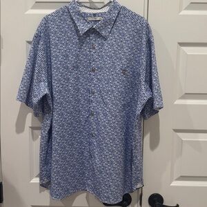 Moda Campia Mens Blue / White Button Up Short Sleeve Shirt Size XXL